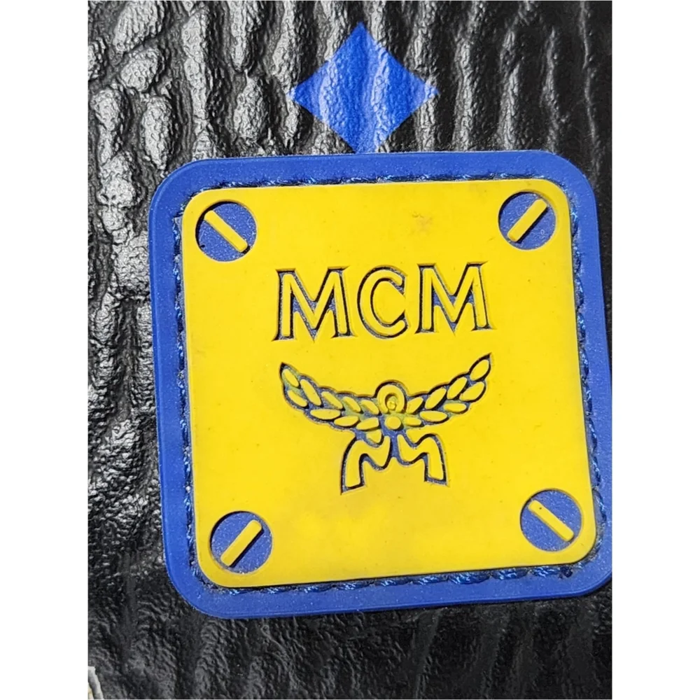 MCM Leather Color Splash Logo Mini Crossbody Bag Black